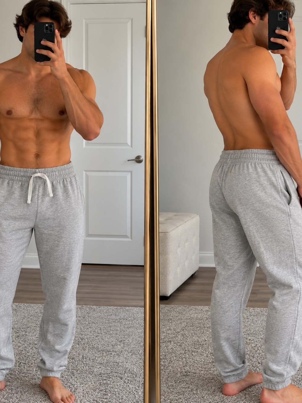 H&M Regular Fit Jogger SweatpanMen's Light Gray Sweatpants with Drawstring Waist